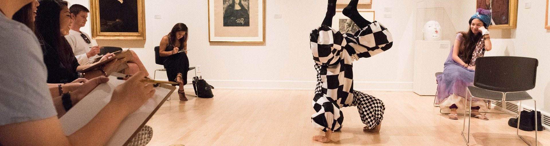 headstand in the art museum
