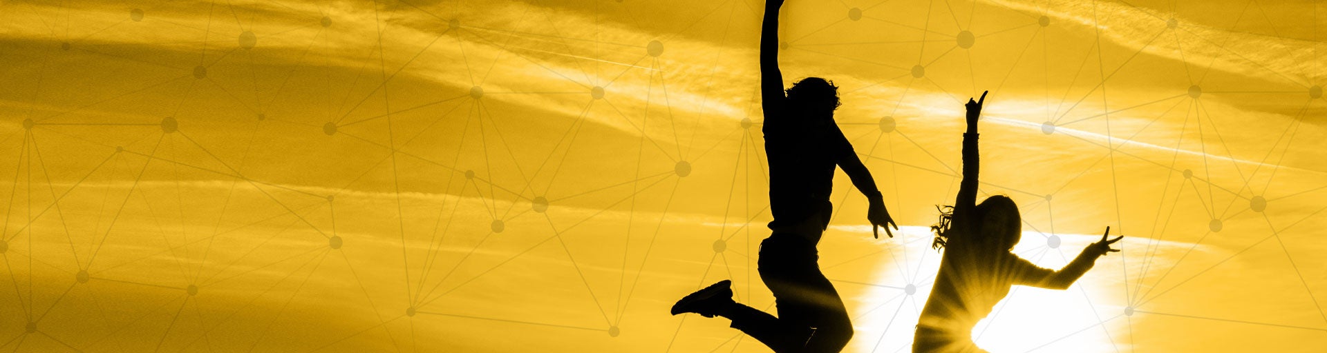 learn to thrive students silhouettes jumping